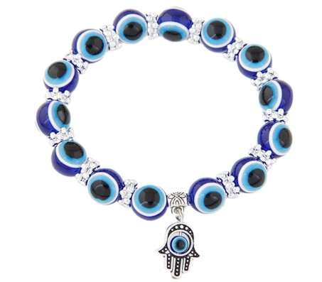 Blue Evil Eye Bracelet For Women Buddha Hand Wristband Silver Beads Charm Nazar Battu Bracelets Najariya Najar Jewellery For Women Men and Girls