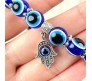 Blue Evil Eye Bracelet For Women Buddha Hand Wristband Silver Beads Charm Nazar Battu Bracelets Najariya Najar Jewellery For Women Men and Girls