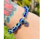 Blue Evil Eye Bracelet For Women Buddha Hand Wristband Silver Beads Charm Nazar Battu Bracelets Najariya Najar Jewellery For Women Men and Girls