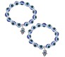 Set of 2 Combo Blue Evil Eye Bracelet For Women Buddha Hand Wristband Silver Beads Charm Nazar Battu Bracelets Najariya Najar Jewellery For Women Men and Girls