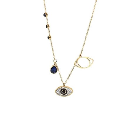 Gold Evil Eye Necklace for Women - Charm Pendant Locket Chain with Charms for Girls