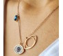 Gold Evil Eye Necklace for Women - Charm Pendant Locket Chain with Charms for Girls