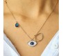 Gold Evil Eye Necklace for Women - Charm Pendant Locket Chain with Charms for Girls