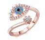 Adjustable Evil Eye Ring Rose Gold Finger Rings for Women and Girls