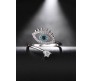 Adjustable Evil Eye Ring Silver Finger Rings for Women and Girls