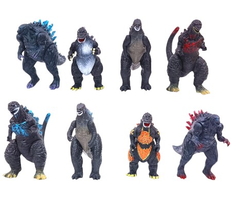 Godzilla Set of 8 Action Figure 9-10cm for Car Dashboard, Cake Decoration, Office Desk Study Table Multicolor 