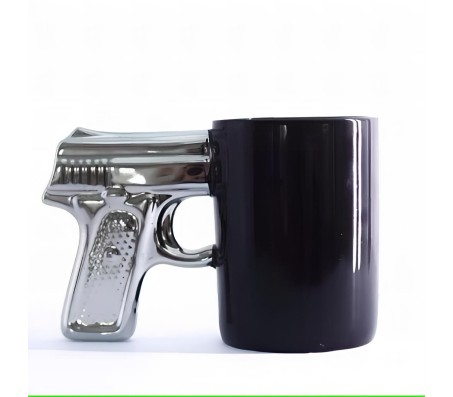 Gun Shape Mug Tea Coffee Cup Funny Humor Gift 3D Revolver Pistol Mugs with Handgrip Lid Tea Quirky Office Cup Drinkware 350ml SGBM