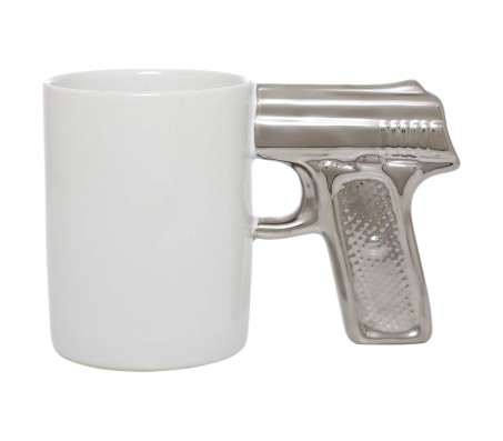 Gun Shape Mug Tea Coffee Cup Funny Humor Gift 3D Revolver Pistol Mugs with Handgrip Lid Tea Quirky Office Cup Drinkware 350ml SGWM