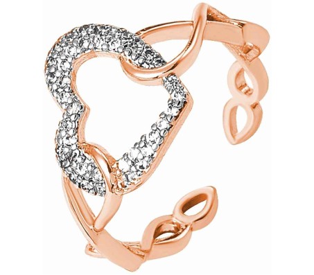 Heart Shape Infinity Love Ring Rhinestone Adjustable Rose Gold Rings Proposal Anniversary Gift for Women and Girls - Valentine Ring for Girl Friend