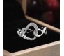 Heart Shape Infinity Love Ring Rhinestone Adjustable Silver Rings Proposal Anniversary Gift for Women and Girls - Valentine Ring for Girl Friend