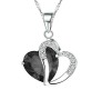 Heart Shape Pendant Love with Black Crystals Silver Plated Necklace Jewellery for Girls and Women