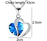 Heart Shape Pendant Love with Blue Crystals Silver Plated Necklace Jewellery for Girls and Women