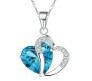 Heart Shape Pendant Love with Light Blue Crystals Silver Plated Necklace Jewellery for Girls and Women