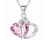 Heart Shape Pendant Love with Light Pink Crystals Silver Plated Necklace Jewellery for Girls and Women