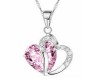 Heart Shape Pendant Love with Light Pink Crystals Silver Plated Necklace Jewellery for Girls and Women