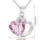 Heart Shape Pendant Love with Light Pink Crystals Silver Plated Necklace Jewellery for Girls and Women