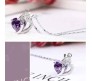 Heart Shape Pendant Love with Purple Crystals Silver Plated Necklace Jewellery for Girls and Women