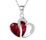 Heart Shape Pendant Love with Red Crystals Silver Plated Necklace Jewellery for Girls and Women