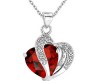 Heart Shape Pendant Love with Red Crystals Silver Plated Necklace Jewellery for Girls and Women