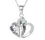 Heart Shape Pendant Love with Clear Crystals Silver Plated Necklace Jewellery for Girls and Women