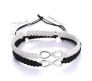 Couple Infinity Bracelet for Couple with Silver Charm Love Black White Thread Bracelet Adjustable for Men and Women