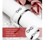 Couple Infinity Bracelet for Couple with Silver Charm Love Black White Thread Bracelet Adjustable for Men and Women