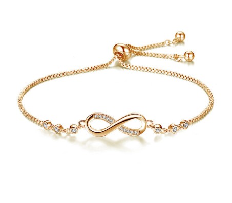 Austrian Crystal Infinity Bracelet Gold Simple Elegant Stylish Adjustuble for Women and Girls