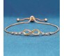 Austrian Crystal Infinity Bracelet Gold Simple Elegant Stylish Adjustuble for Women and Girls