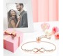 Austrian Crystal Infinity Bracelet Rose Gold Simple Elegant Stylish Adjustuble for Women and Girls