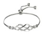 Austrian Crystal Infinity Bracelet Silver Simple Elegant Stylish Adjustuble for Women and Girls