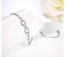 Austrian Crystal Infinity Bracelet Silver Simple Elegant Stylish Adjustuble for Women and Girls