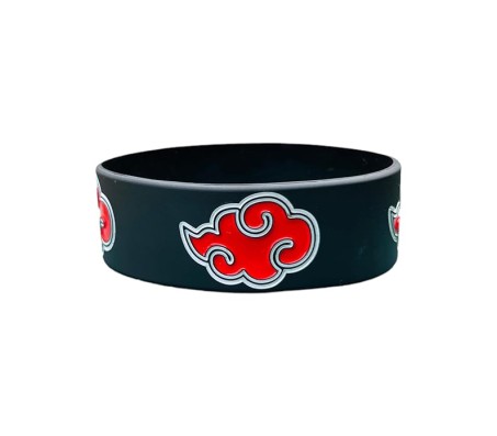 Anime Naruto Inspired Itachi Red Cloud Rubber Band Bracelet Cosplay Accessory Black For Boys and Men