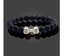 Natural Black Volcanic Lava Beads Body Building Fitness Dumbbell Charm Wrist Gym Bracelet Gift Gym Lovers for Men and Women