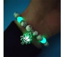 Glow in The Dark Radium Marble Bracelets Beads Fluorescent Natural Stone Bracelet Glowing Bangle Adjustable Fashion Jewelry Gift for Women and Girls