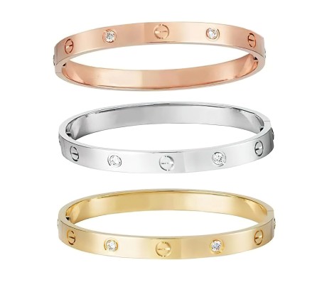 Combo Set of 3 18K Silver Rose Gold Gold Plated Stainless Steel Openable Crystal Bracelet Fashion | Latest Tending Love Stylish Cuff Kada Anti Tarnish Jewellery Gifts for Women Girls