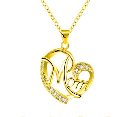 Mom Gold Plated Pendant Necklace Chain for Mothers Day Gift Idea or Best Birthday Jewellery Gifts for Women