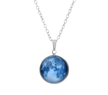 Glow In The Dark Moon Pendant Enchanted Moonstone Necklace Chain Moon Surface Gift For Women and Girls