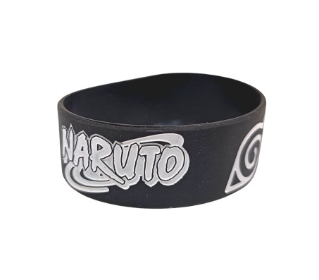 Anime Naruto Inspired Inspired Double Bands Konoha Sign Logo Rubber Band Bracelet Cosplay Accessory Black For Boys and Men D2