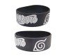 Set of 2 Anime Naruto Inspired Inspired Double Bands Konoha Sign Logo Rubber Band Bracelet Cosplay Accessory Black For Boys and Men D2