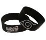 Set of 2 Anime Naruto Inspired Inspired Double Bands Konoha Sign Logo Rubber Band Bracelet Cosplay Accessory Black For Boys and Men D2