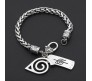 Naruto Inspired Charm Double Bands Konoha Sign Logo Bracelet Silver Jewellery Accessory Wristband for Men & Women