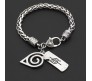 Naruto Inspired Charm Double Bands Konoha Sign Logo Bracelet Silver Jewellery Accessory Wristband for Men & Women