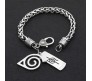 Naruto Inspired Charm Double Bands Konoha Sign Logo Bracelet Silver Jewellery Accessory Wristband for Men & Women