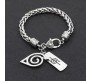 Naruto Inspired Charm Double Bands Konoha Sign Logo Bracelet Silver Jewellery Accessory Wristband for Men & Women