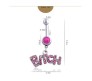 Combo Set of 2 Stainless Steel Crystal Belly Button Navel Ring Silver Pink Bitch Worded Belly Rings For Women