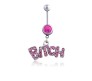 Stainless Steel Crystal Belly Button Navel Ring Pink Bitch Worded Belly Rings For Women