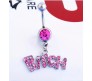 Stainless Steel Crystal Belly Button Navel Ring Pink Bitch Worded Belly Rings For Women