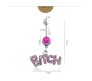 Stainless Steel Crystal Belly Button Navel Ring Pink Bitch Worded Belly Rings For Women