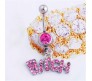 Stainless Steel Crystal Belly Button Navel Ring Pink Bitch Worded Belly Rings For Women