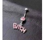 Stainless Steel Crystal Belly Button Navel Ring Pink Bitch Worded Belly Rings For Women